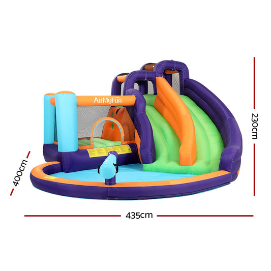 Inflatable double water slide with water canon