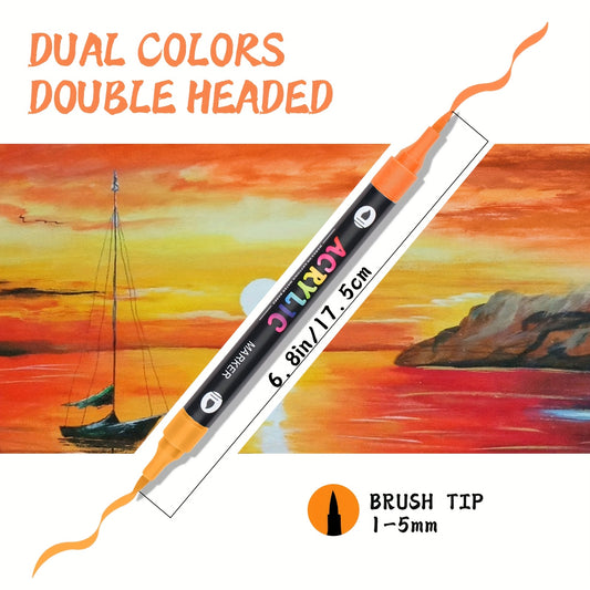 36-Pack Dual-Tip Acrylic Paint Markers, 72 Colors