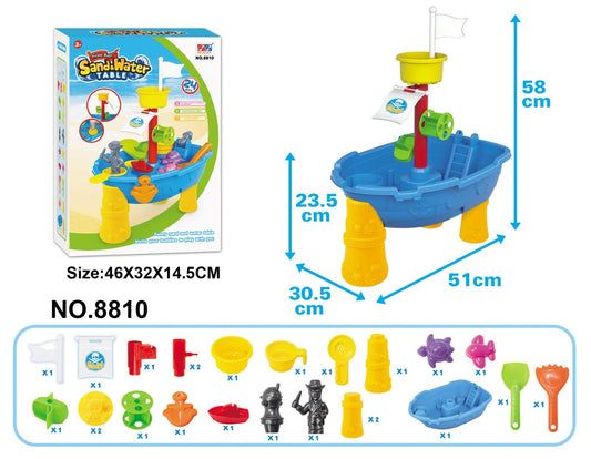 Pirate Ship Themed Sand and Water Table with 24 Accessories
