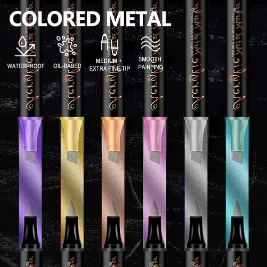 12 Colors Dual Tip Metallic Acrylic Paint Pens - Fine Point & Chisel Tip Art Markers