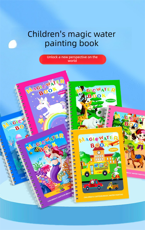 2 PCS Magic Water Colouring Book - Traffic & Princess Themes Reusable Painting Activity Set