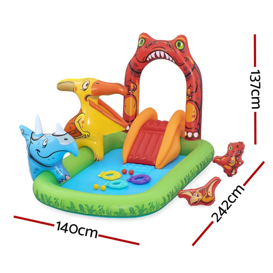 Kids Dinosaur themed inflatable pool with slide