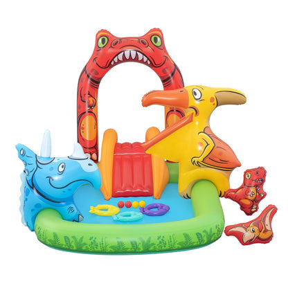 Kids Dinosaur themed inflatable pool with slide