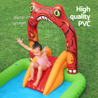 Kids Dinosaur themed inflatable pool with slide