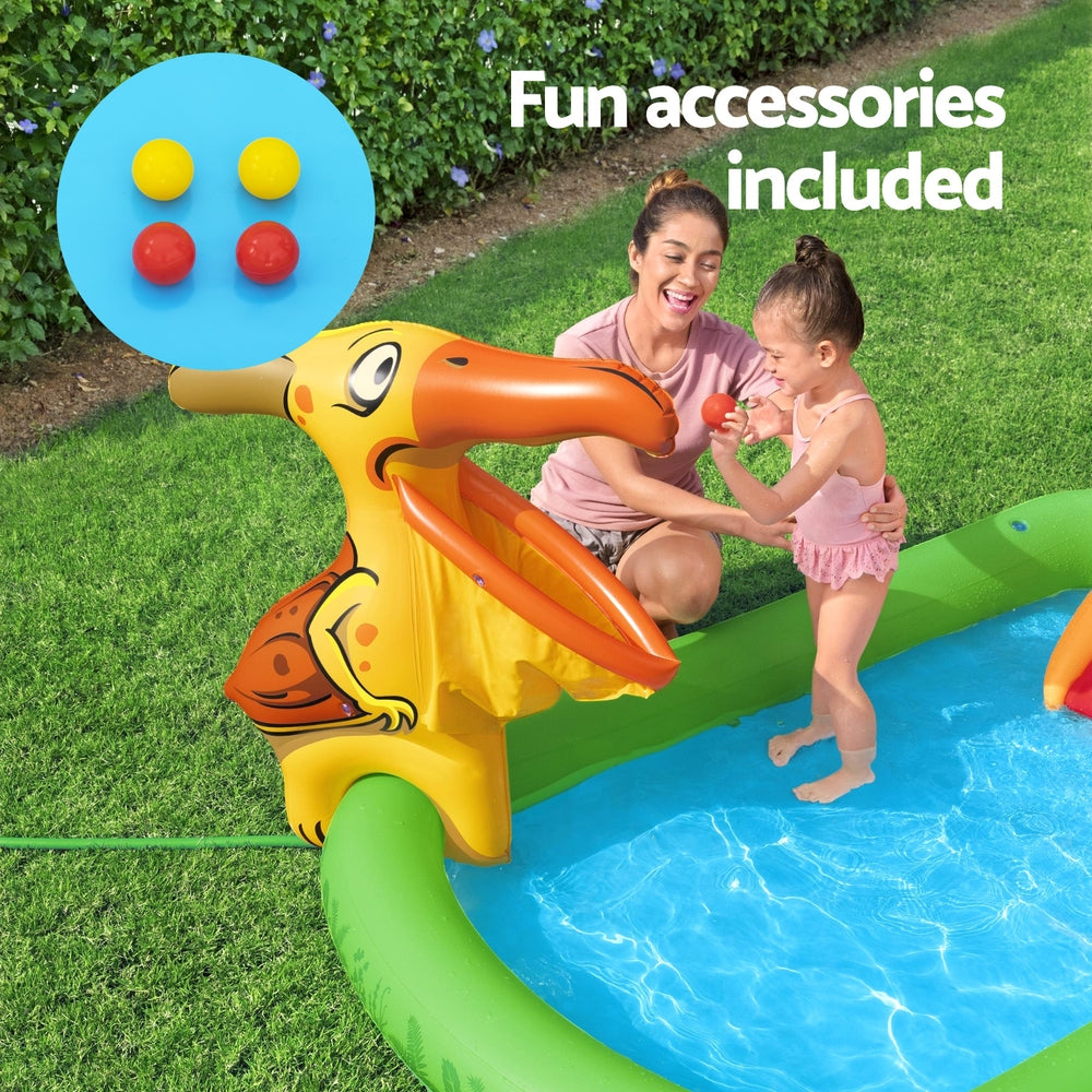 Kids Dinosaur themed inflatable pool with slide