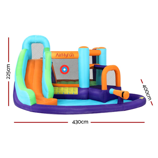 Inflatable water slide with water gun and play pool