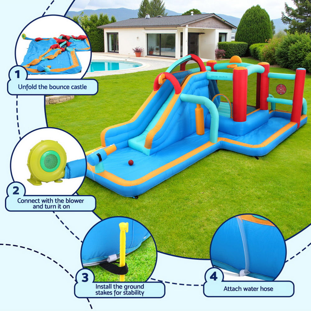 Huge Inflatable Water Park with Slide, Trampoline, Climbing Wall and Water Cannon