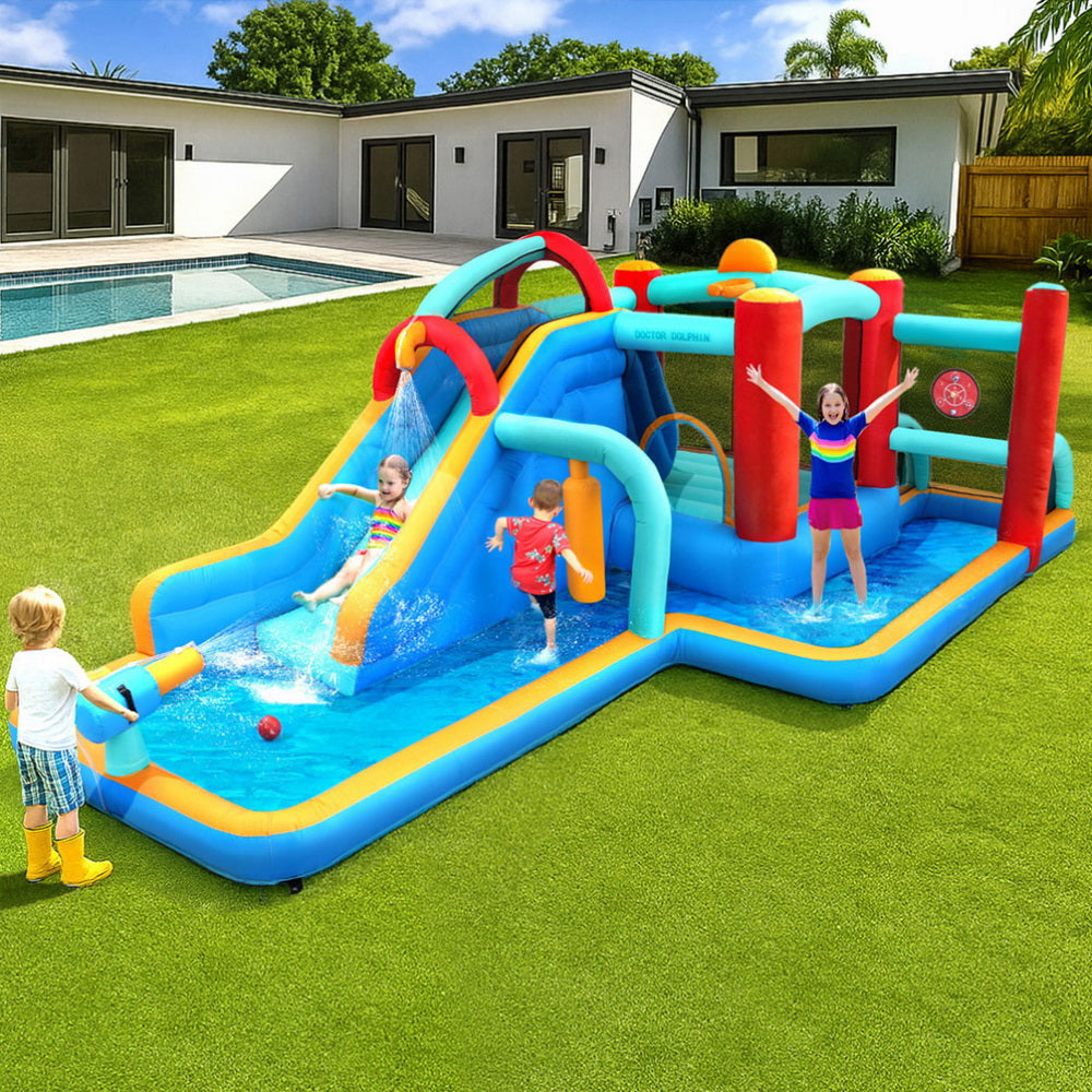 Huge Inflatable Water Park with Slide, Trampoline, Climbing Wall and Water Cannon