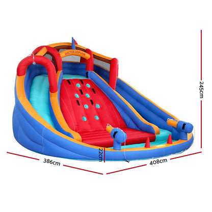 Huge Inflatable Water Park with Two Slides, Climbing Wall, Toss Game and Water Cannon