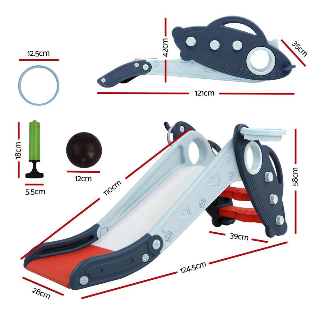 Kids slide and basketball hoop - Blue/Red