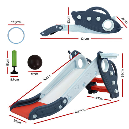 Kids slide and basketball hoop - Blue/Red