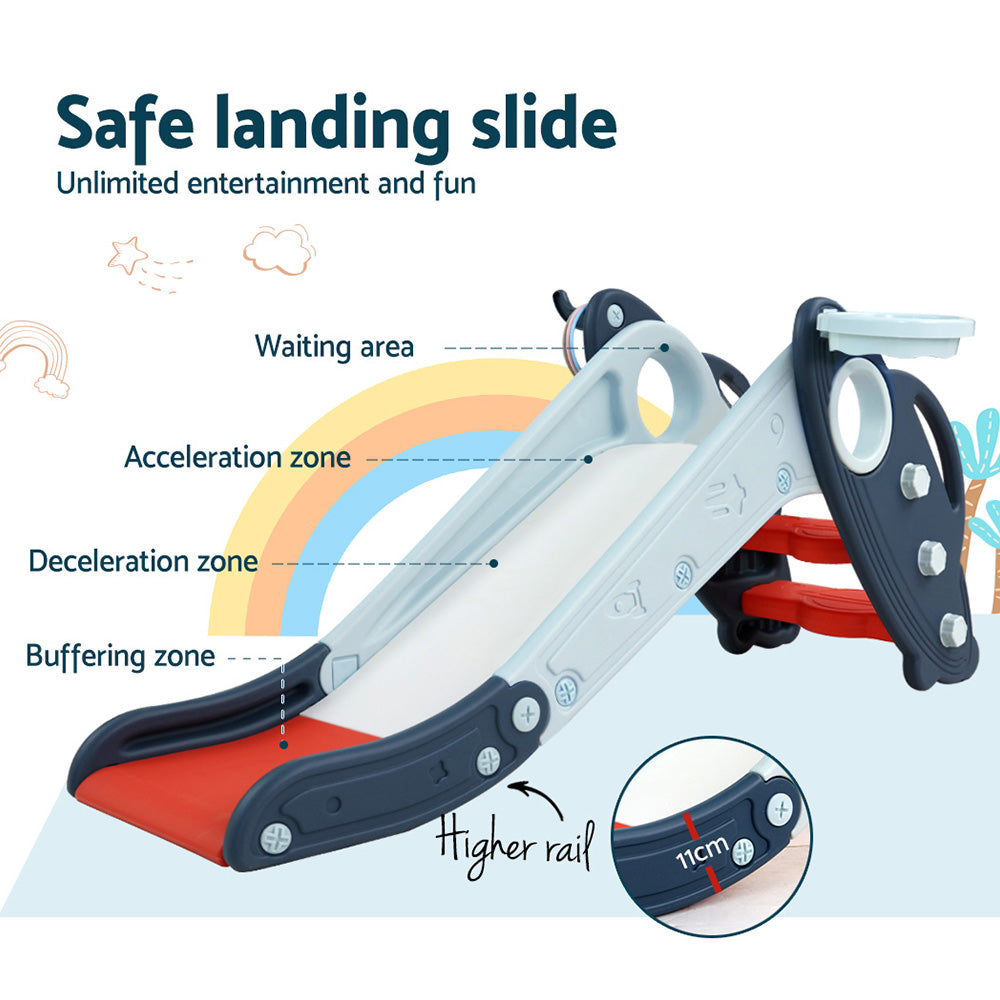 Kids slide and basketball hoop - Blue/Red