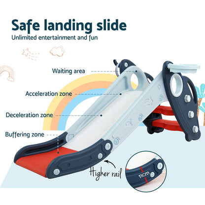 Kids slide and basketball hoop - Blue/Red