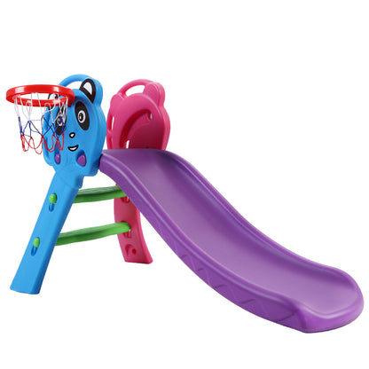 Kids Slide Set with Basketball Hoop - Blue/Purple/Pink