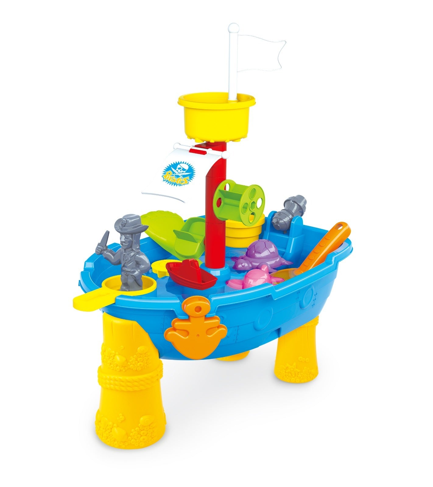 Pirate Ship Themed Sand and Water Table with 24 Accessories