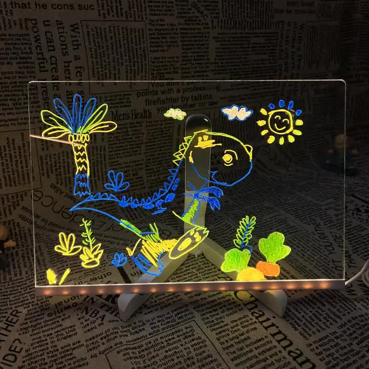 15x15 cm DIY Erasable Light-Up Drawing Board Set for Kids & Adults