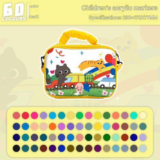 60 color Kids Double-Layer Marker Set with Carry Case