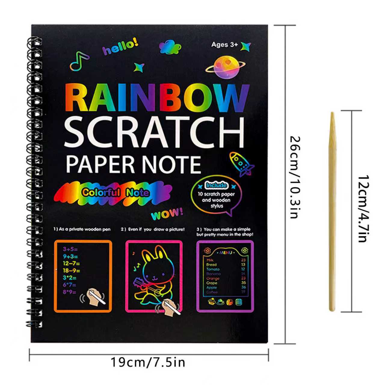 3-Pack DIY Rainbow Scratch Art Books Set