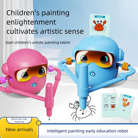 Pink smart Drawing & Learning Robot Toy with 100 Cards