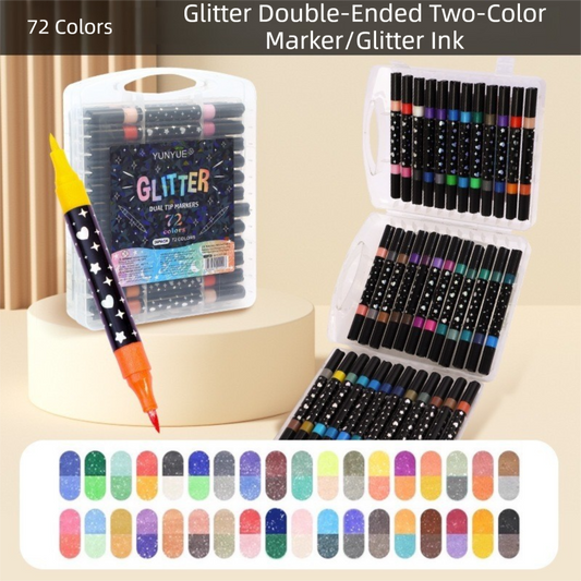 72 Color Dual-Tip Glitter Flash Marker Pens